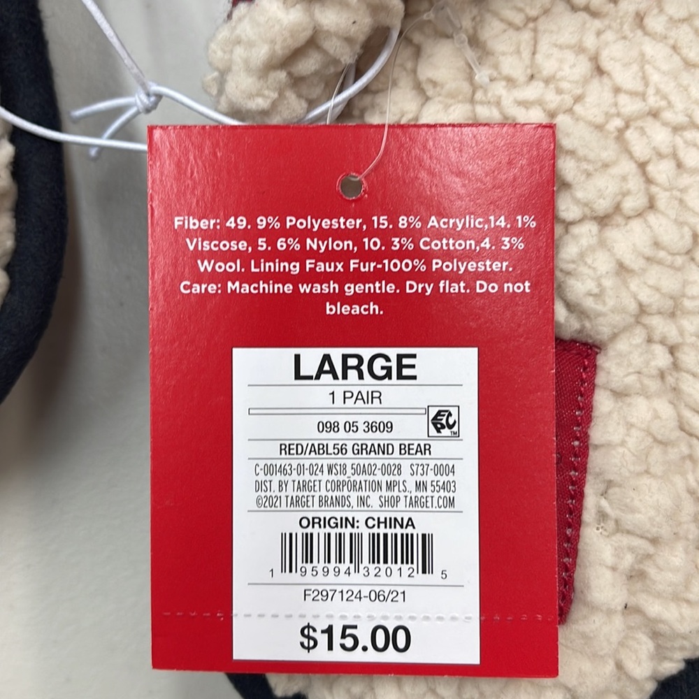 Unisex Family Sleep Grand Bear Slide Slippers Red - Wondershop - Picture 6 of 7